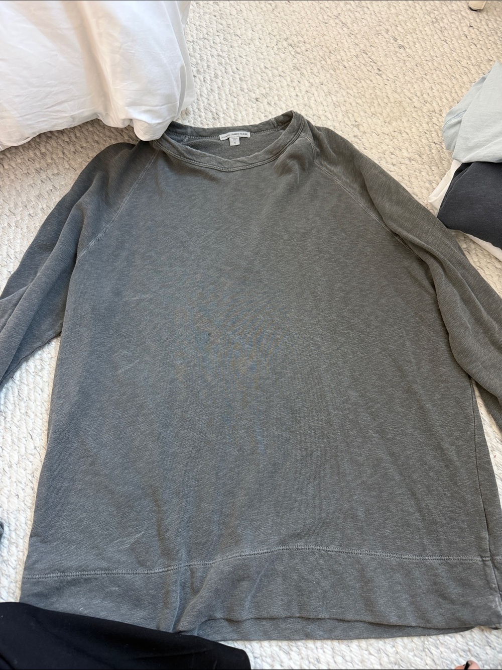 James Perse Men's Long Sleeve Tee in Charcoal Gray
